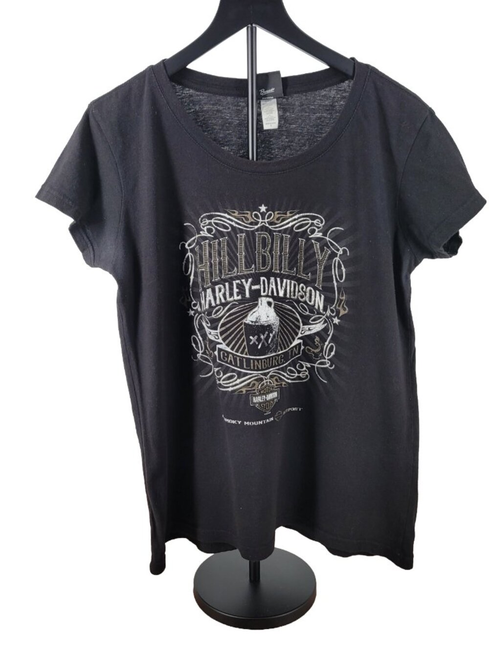 Harley-Davidson Hillbilly Gatlinburg TN Fitted Tee Women’s Large Black Moonshine